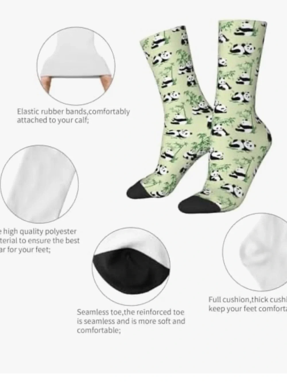 Anthology Panda Print Green Crew Socks